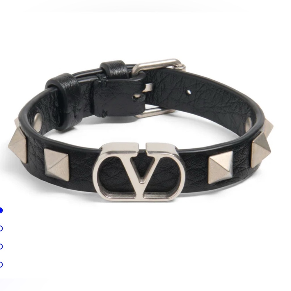Valentino garavani men’s vlogo signature calfskin Black Leather Bracelet o/s new